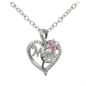 Silver Heart mom necklace, gift for mother